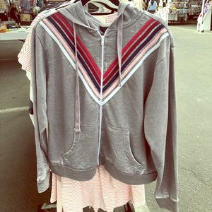 Chevron stripe zip up sweatshirt